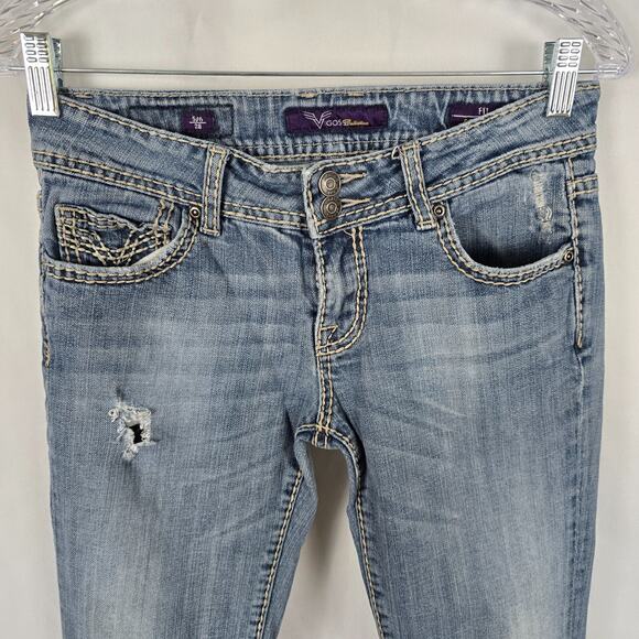 Vigoss Jeans Women's 5/6 28 Blue Medium Wash Fit Bootcut Slight Distressed Fade - Picture 2 of 16